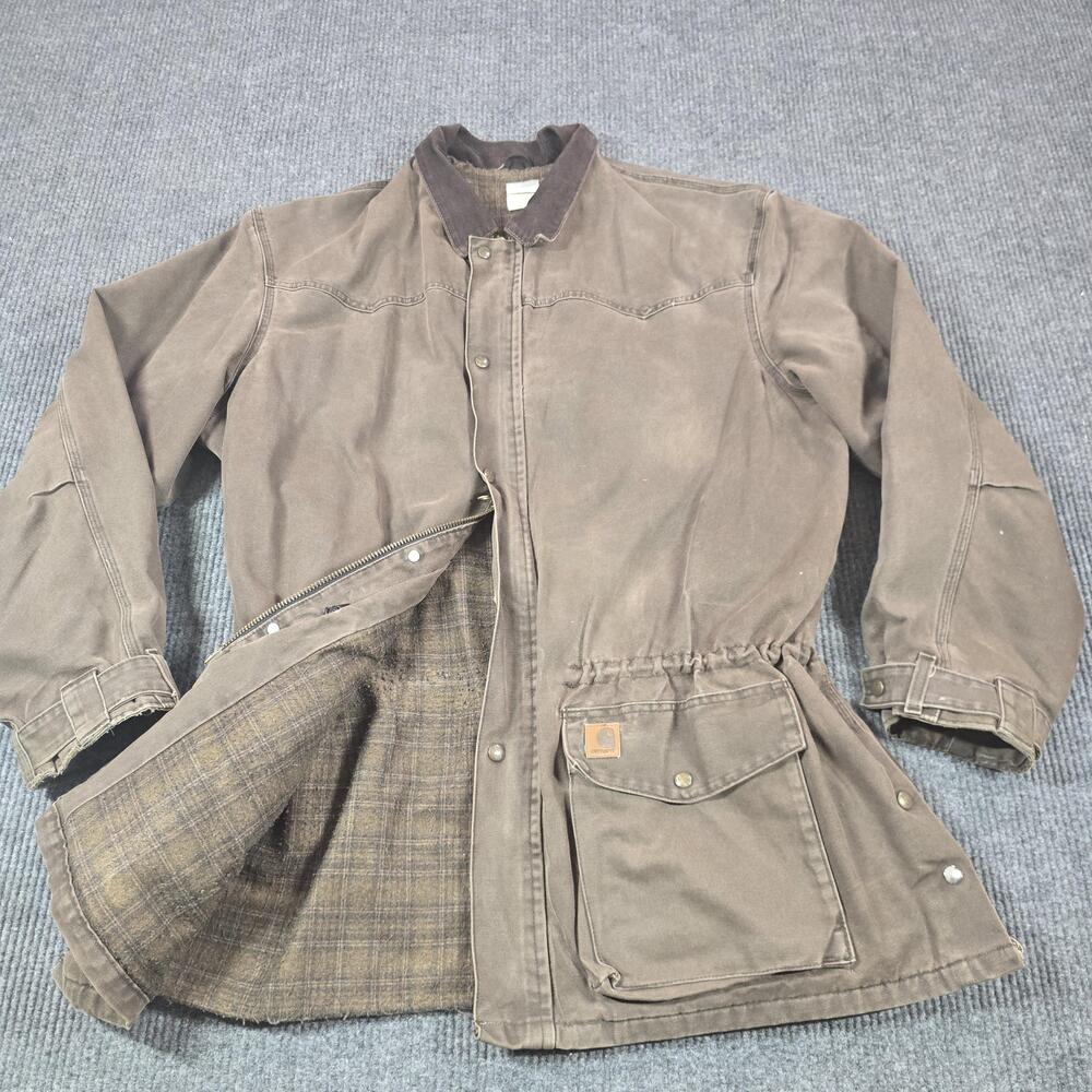 Carhartt Coat Mens 2XLT Brown Canvas Blanket Lined Work Parka Barn Coat C52 CHT